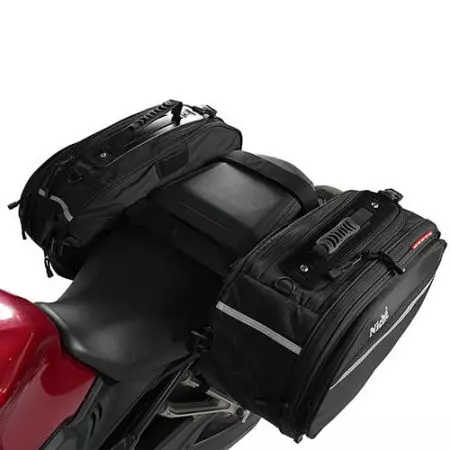 Saddle bag attached onto rear seat hoda cb650r.